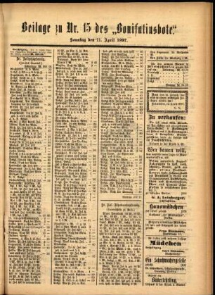 Zweite Ausgabe vom Sonntag, den 11. April 1897.