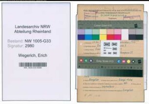 Entnazifizierung Erich Wegerich , geb. 29.11.1917 (Student)