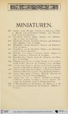 Miniaturen (Nr. 278-291)
