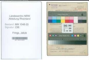 Entnazifizierung Jakob Frings , geb. 24.08.1906 (Lehrer)