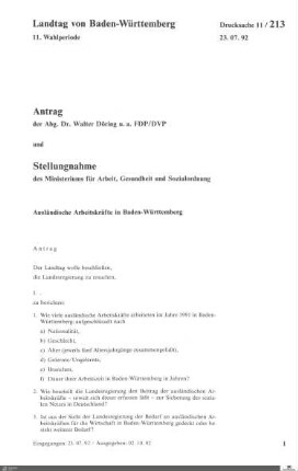 Antrag der FDP: Ausländische Arbeitskräfte