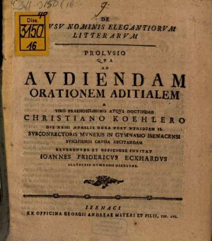Prolusio de abusu nominis elegantiorum litterarum