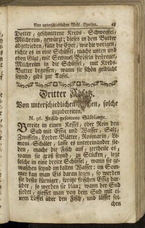 Dritter Absatz. Von unterschiedlichen Fischen, solche zuzubereiten