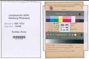 Entnazifizierung Anna Eumes , geb. 22.07.1914 (Postfacharbeiterin)