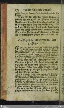 Siebenzehnte Unterredung, den 30 März 1772