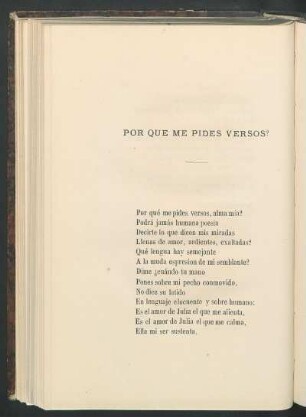 Por qué me pides versos?