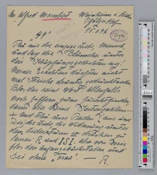 Brief an Alfred Mombert