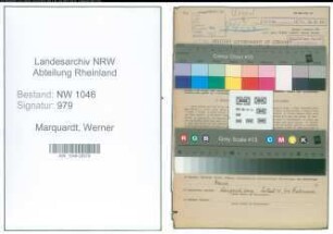 Entnazifizierung Werner Marquardt , geb. 09.12.1913 (Lehrer)