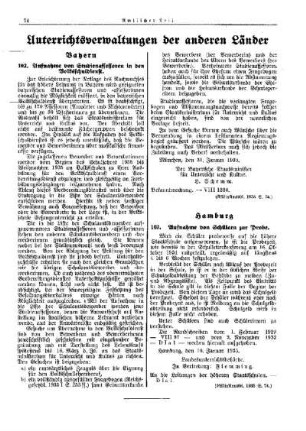 Aufnahme von Studienassessoren in den Volksschuldienst : [Amtliche Erlasse der Unterrichtsverwaltungen der anderen Länder] ; [Bayern] ; [Amtliche Erlasse] ; [Amtlicher Teil]
