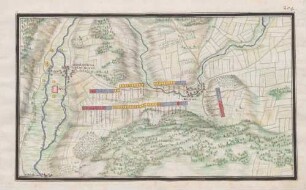 Truppenstellung der Reichsarmee zwischen Gondelsheim und Neibsheim.