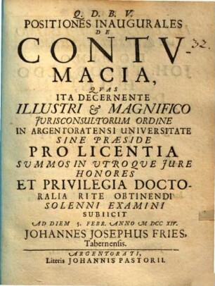 Positiones inaug. de contumacia