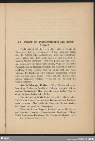 V. Fehler im Pigmentprocess und deren Abhülfe