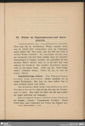 V. Fehler im Pigmentprocess und deren Abhülfe