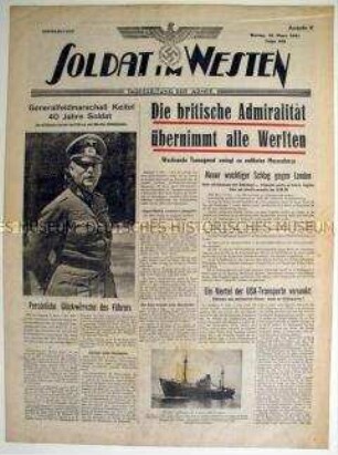 Kriegszeitung "Soldat im Westen", u.a. zum 40jährigen Dienstjubiläum von Generalfeldmarschall Keitel