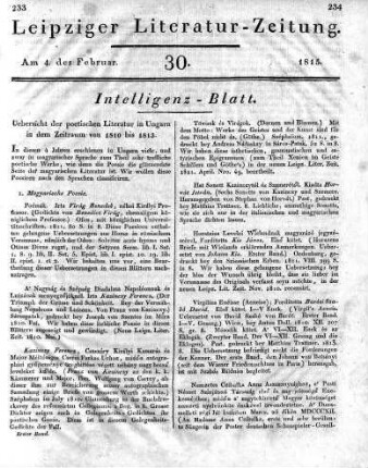 1815-02-04 : 30. Stück [Intelligenz-Blatt]