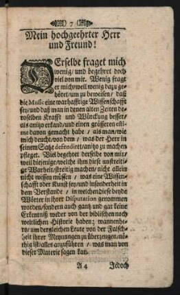Mein hochgeehrter Herr und Freund!