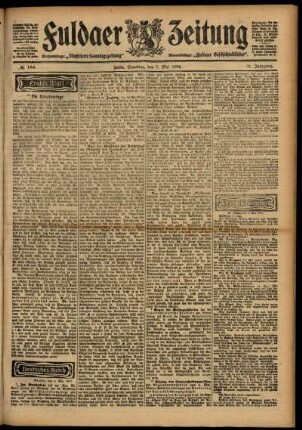 Erste Ausgabe vom Samstag, den 07. Mai 1904.