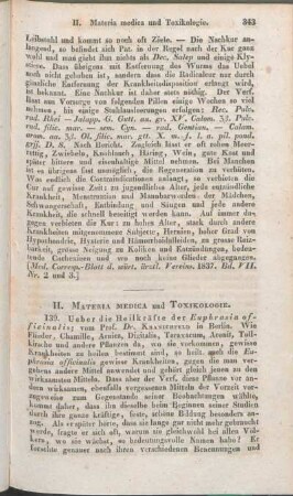 II. Materia medica und Toxikologie.
