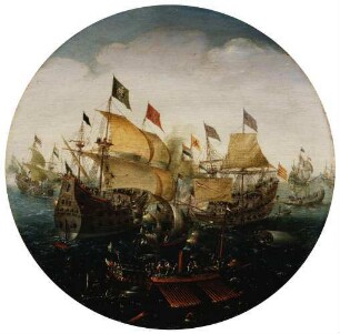 Seeschlacht zwischen holländischen und spanischen Schiffen