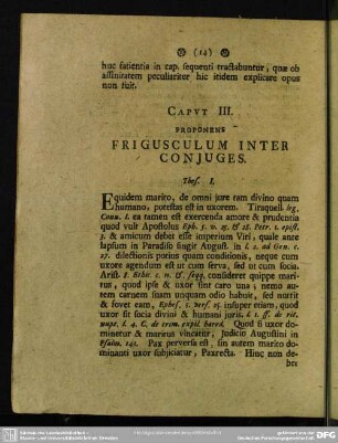 Caput III. Proponens Frigusculum Inter Conjuges