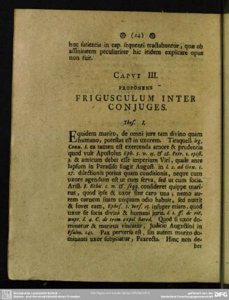 Caput III. Proponens Frigusculum Inter Conjuges