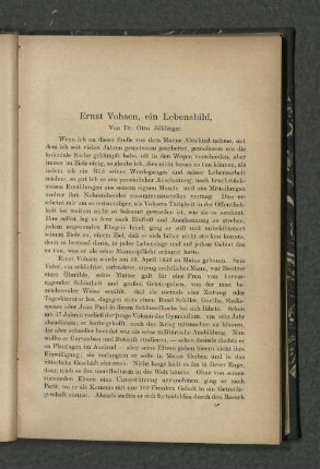 Ernst Vohsen, ein Lebensbild.