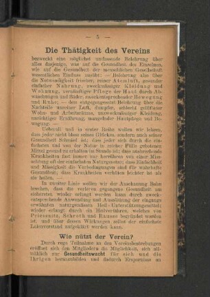 Die Thätigkeit des Vereins.