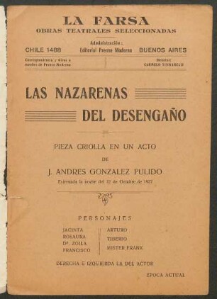 Las nazarenas del desengaño : pieza criolla en un acto