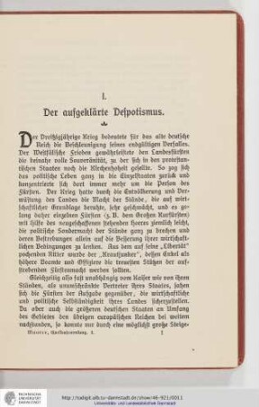 I. Der aufgeklärte Despotismus