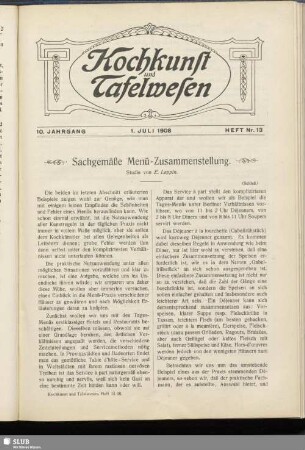 Heft Nr. 13, 1. Juli 1908