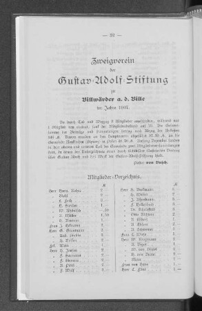 Zweigverein der Gustav=Adolf=Stiftung zu Billwärder a. d. Bille im Jahre 1907.