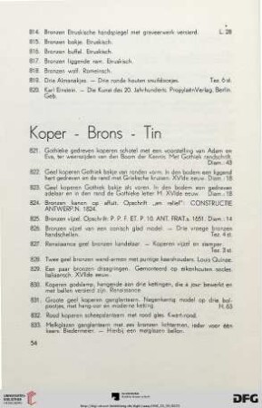 Koper - Brons - Tin (Nr. 821-855)