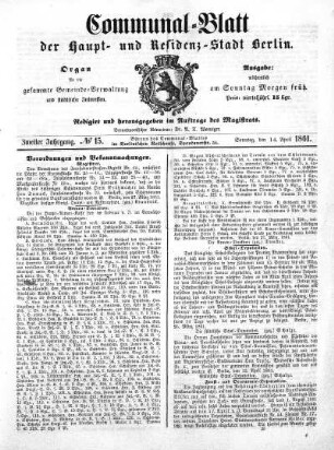 1861,15: No. 15, 14. April 1861