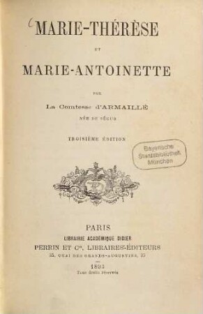 Marie-Thérèse et Marie-Antoinette