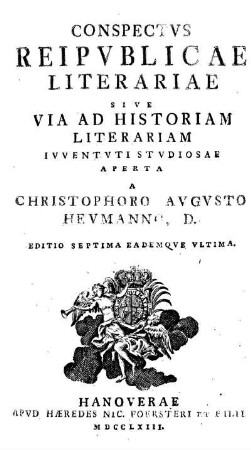 Conspectvs reipvblicae literariae sive via ad historiam literariam ivventvti stvdiosae