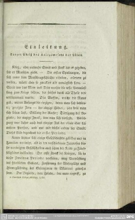 Einleitung. Kurzer Abriß des Kriegswesens der Alten