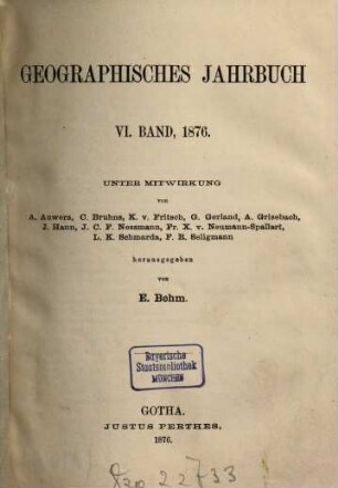 Geographisches Jahrbuch, 6. 1876