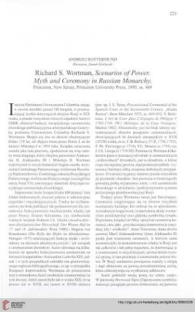 [Rezension von: Richard S. Wortman, Scenarios of Power. Myth and Ceremony in Russian Monarchy]