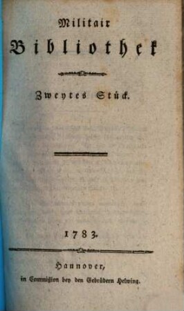 Militair-Bibliothek. 2. 1783