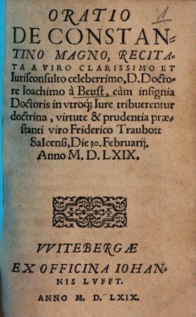 Oratio De Constantino Magno