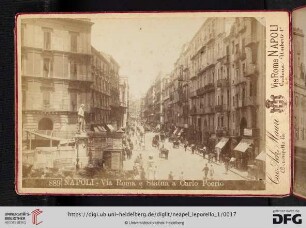 889 Napoli - Via Roma e Statua a Carlo Poerio
