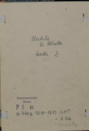 Zivilstandsregister der katholischen Gemeinde Stahle, Kreis Höxter (GHT 1809-1813) (Gemeinde: Katholische Gemeinde Stahle)