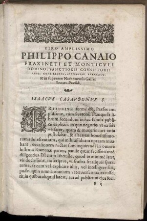 Viro Amplissimo Philippo Canaio [...]