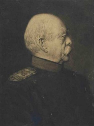 Fürst Otto von Bismarck, Herzog zu Lauenburg, deutscher Reichskanzler, preussischer Ministerpräsident, Generalfeldmarschall in Uniform, Brustbild in Profil