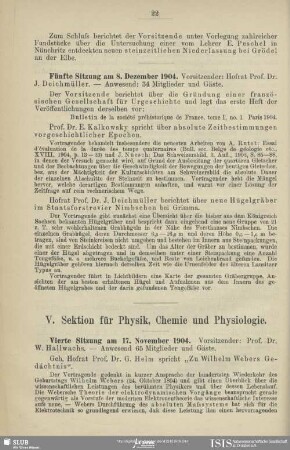 V. Sektion für Physik, Chemie und Physiologie