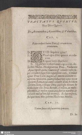 Tractatus Quintus, Sive Dies Quinta. De Animantibus Aquatilibus, & Volatilibus