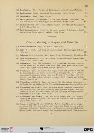 Zinn - Messing - Kupfer und Bronzen (Nr. 607 - 643)