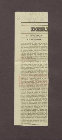 Artikel aus dem Journal de Genève: "La Situation"