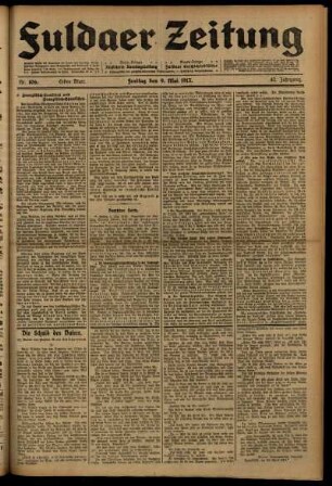 Erste Ausgabe vom Freitag, den 09. Mai 1913.