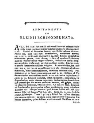 Additamenta ad Kleinii echinodermata.